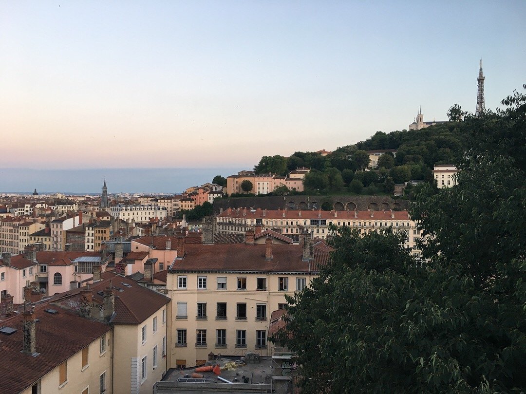 Lyon rooftops from Croix-Rousse at sunset