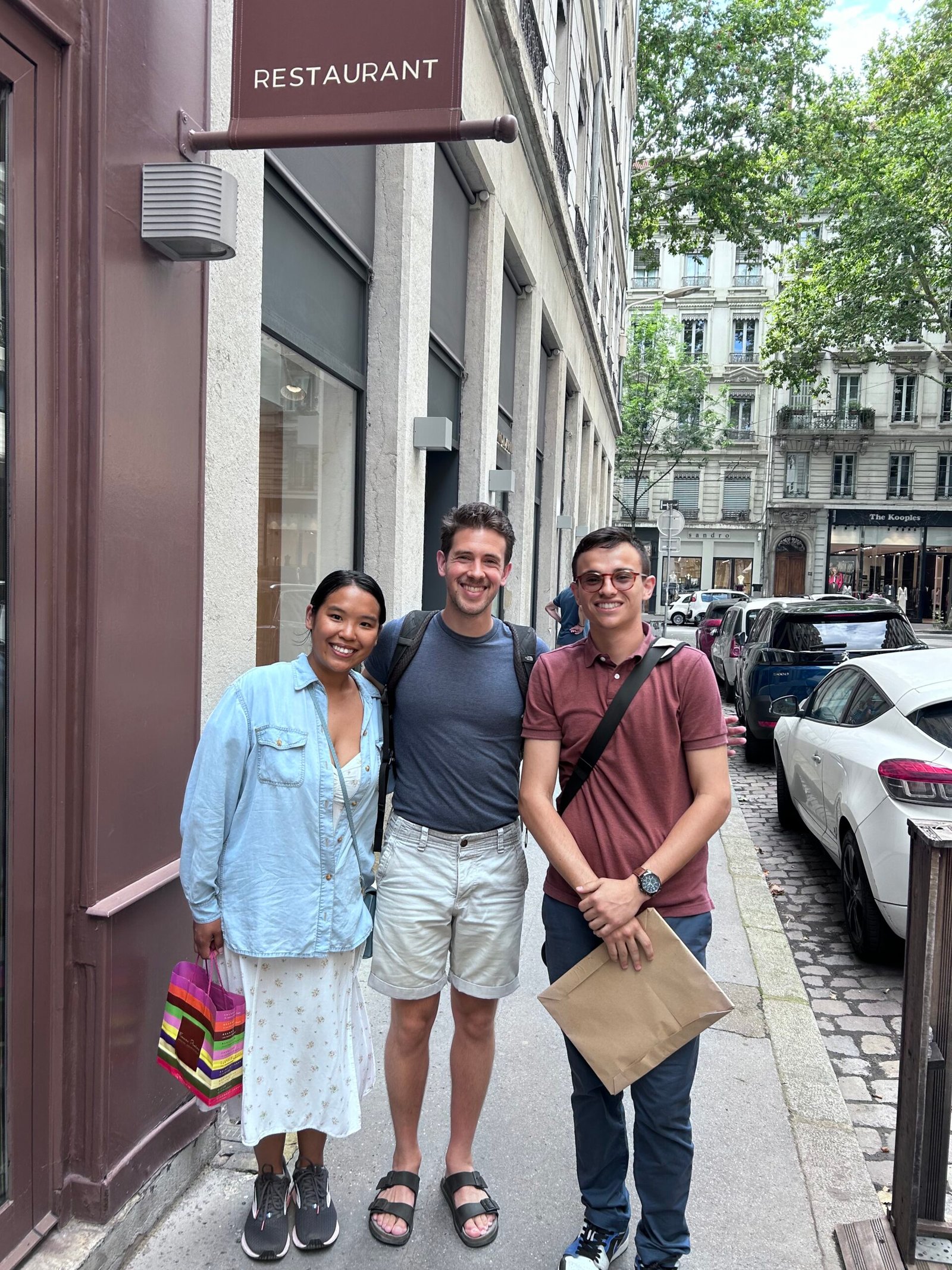 Matt with tour guests on a Lyon street
