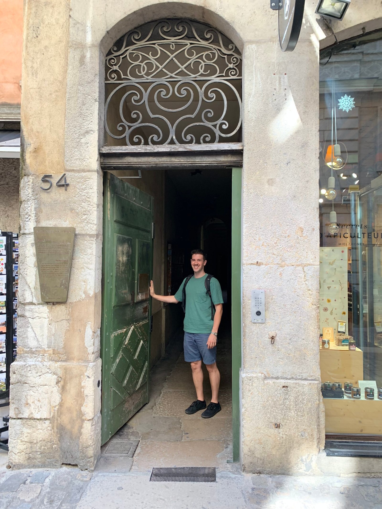 Matt opening the door to a Lyon traboule