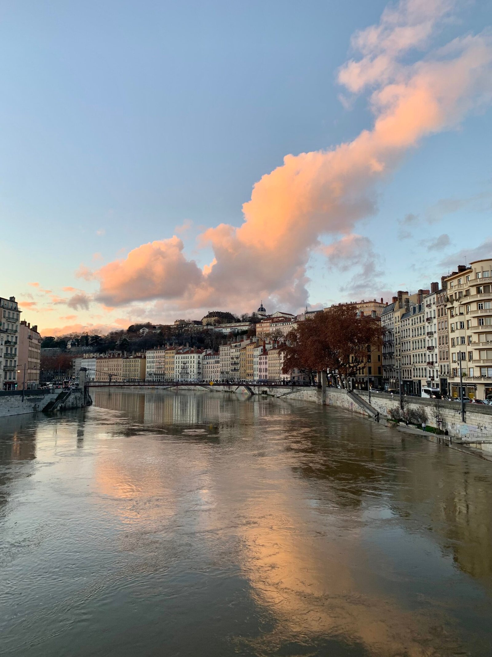 Lyon at sunset along the Saône
